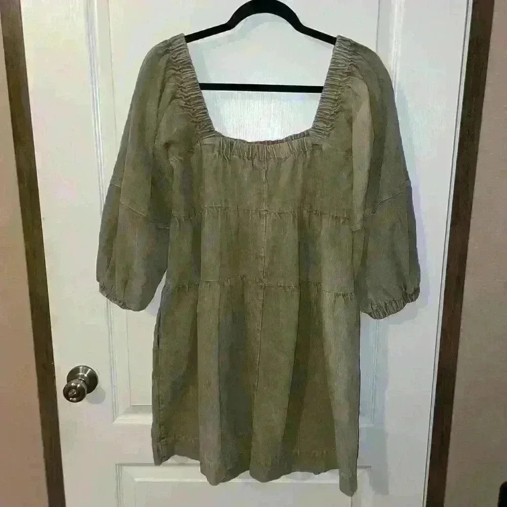 Mustard Seed Corduroy khaki dress size large‎ - Picture 2 of 5